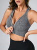 Cut Out Back Ruched Zip Up Sports Bra