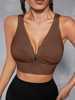 Cut Out Back Ruched Zip Up Sports Bra