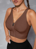 Cut Out Back Ruched Zip Up Sports Bra
