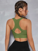 Cut Out Back Ruched Zip Up Sports Bra