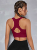 Cut Out Back Ruched Zip Up Sports Bra