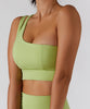 Solid Color One Shoulder Seamed Bra
