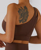 Solid Color One Shoulder Seamed Bra
