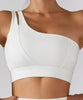 Solid Color One Shoulder Seamed Bra