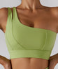 Solid Color One Shoulder Seamed Bra