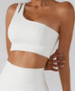 Solid Color One Shoulder Seamed Bra