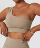 Solid Color One Shoulder Seamed Bra