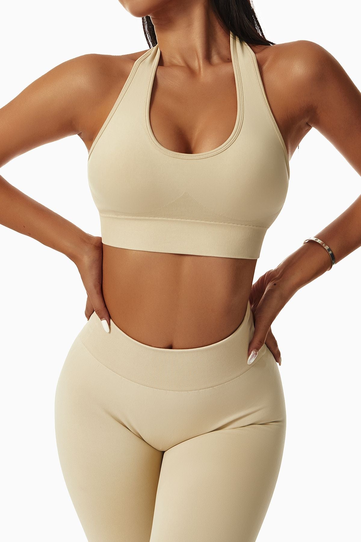 Halter Neck Backless Sports Bra