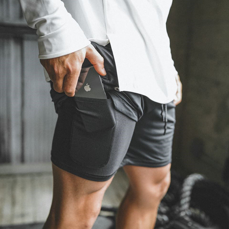 Fashion Hot NEW Men's Running Shorts Men 2 in 1 Sports Shorts Male Double-Deck Quick Drying Sports men Shorts Jogging Gym Shorts men OM9230 YD20001
