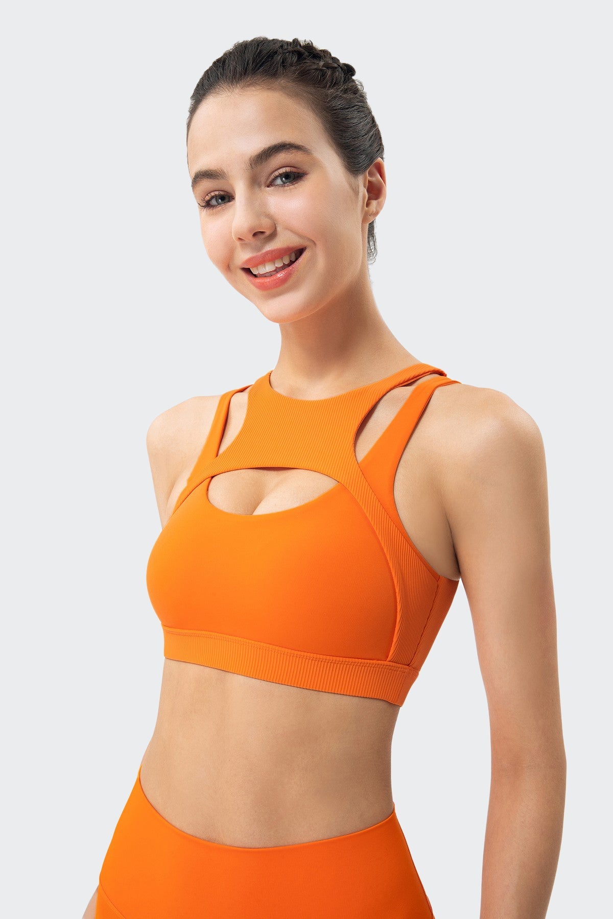 Ribbed Racerback Sports Bra High Support
