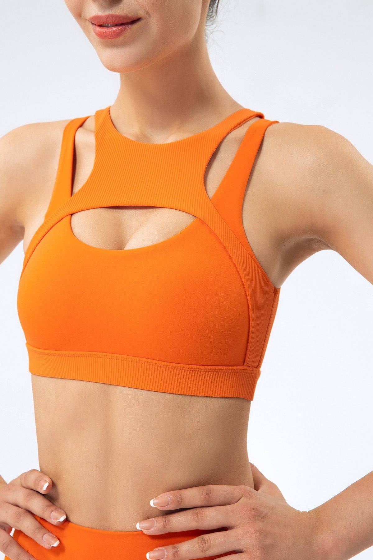 Ribbed Racerback Sports Bra High Support