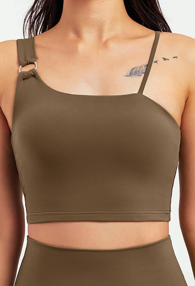 Asymmetrical Shoulder Backless Sports Bra