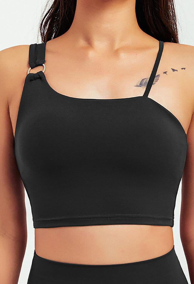 Asymmetrical Shoulder Backless Sports Bra