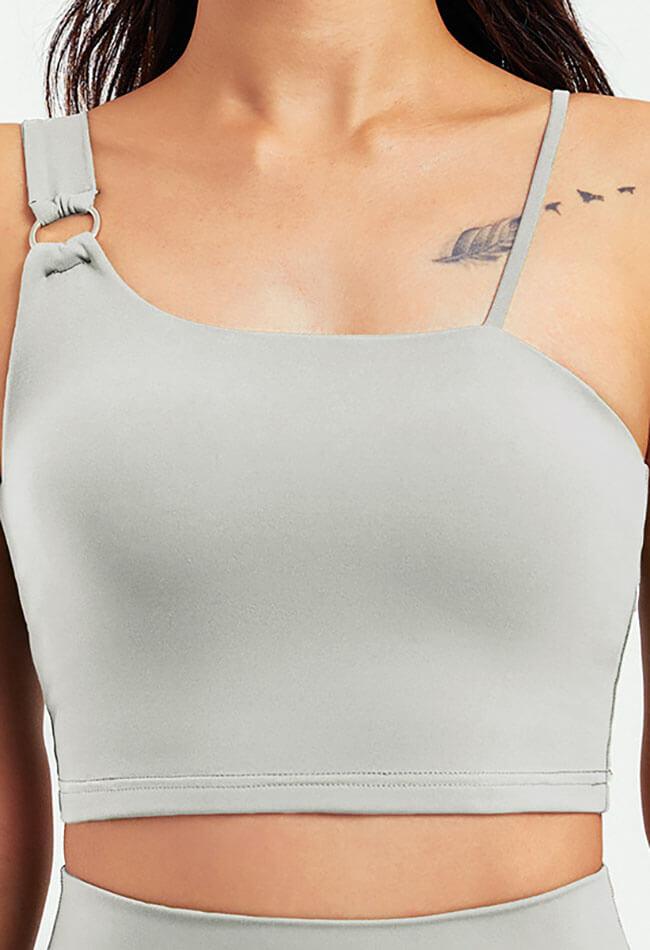 Asymmetrical Shoulder Backless Sports Bra