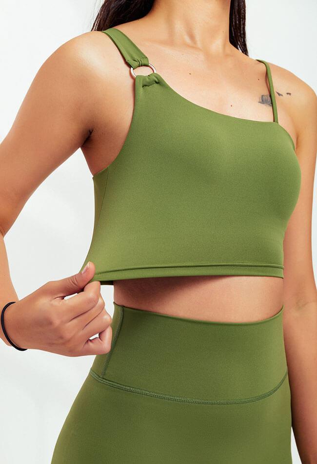 Asymmetrical Shoulder Backless Sports Bra