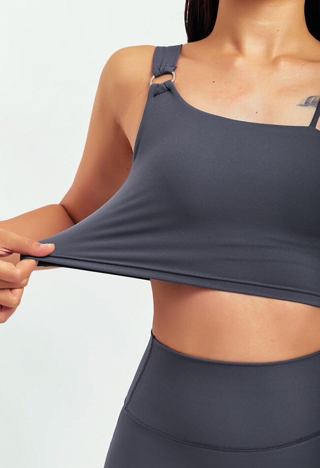 Asymmetrical Shoulder Backless Sports Bra