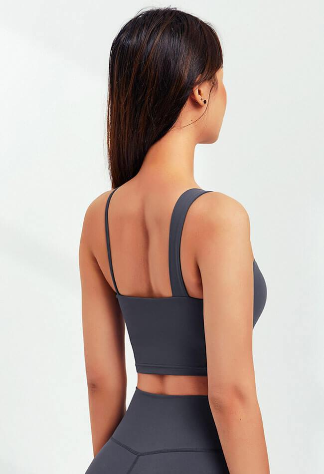Asymmetrical Shoulder Backless Sports Bra