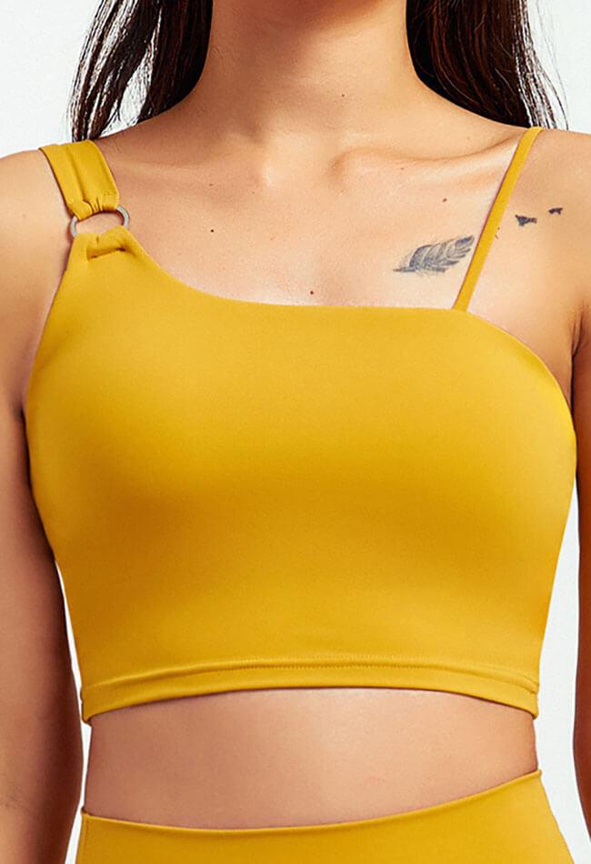 Asymmetrical Shoulder Backless Sports Bra