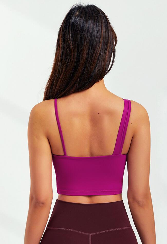 Asymmetrical Shoulder Backless Sports Bra