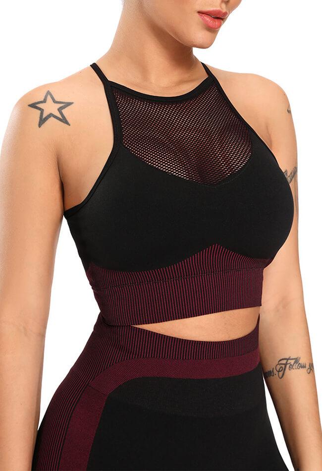 Contrast Mesh Seamless Sports Bra