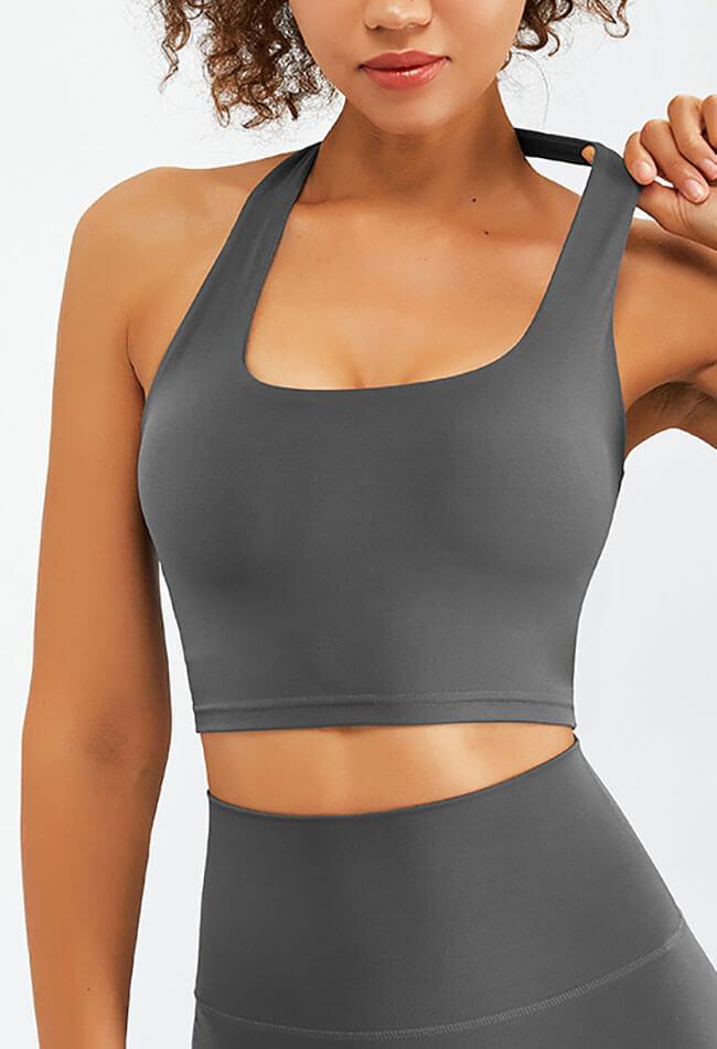 Halter Compression Square Neck Sports Bra - Luna