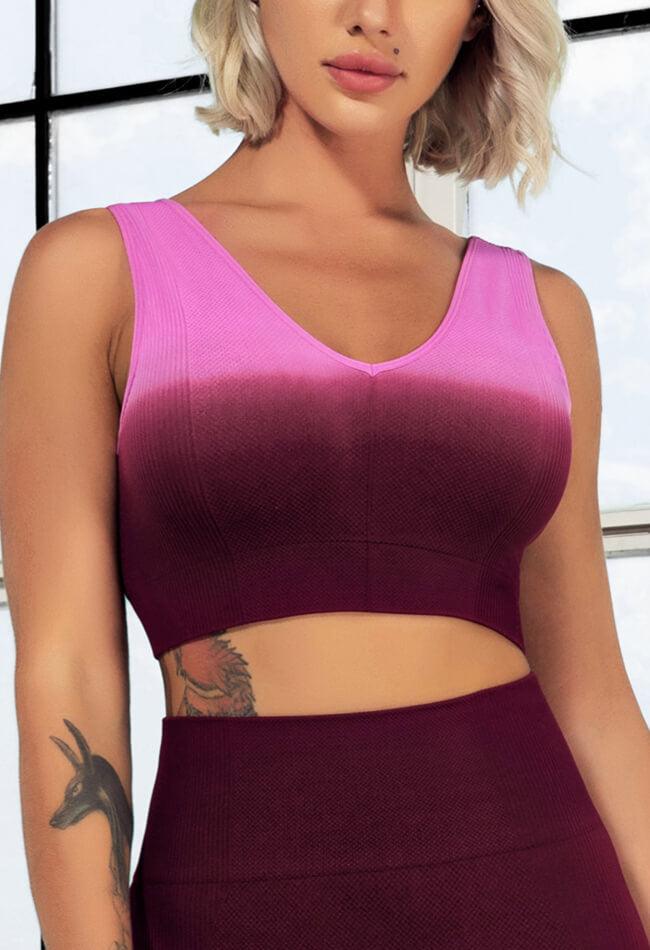 Ombre Seamless Scoop Neck Sports Bra - Galaxy