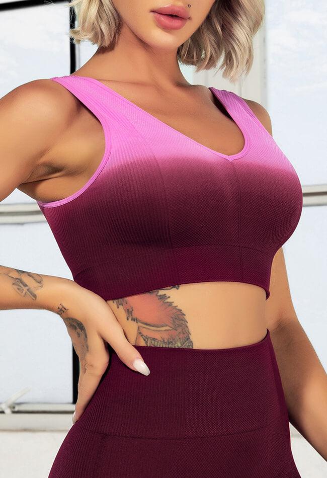 Ombre Seamless Scoop Neck Sports Bra - Galaxy