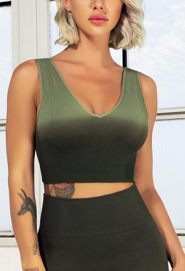 Ombre Seamless Scoop Neck Sports Bra - Galaxy
