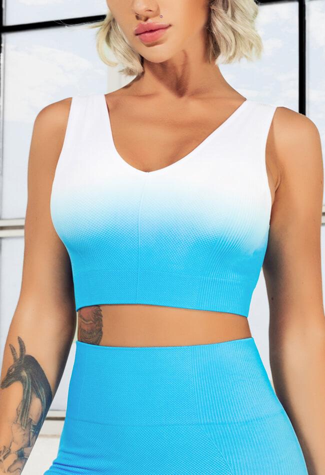 Ombre Seamless Scoop Neck Sports Bra - Galaxy