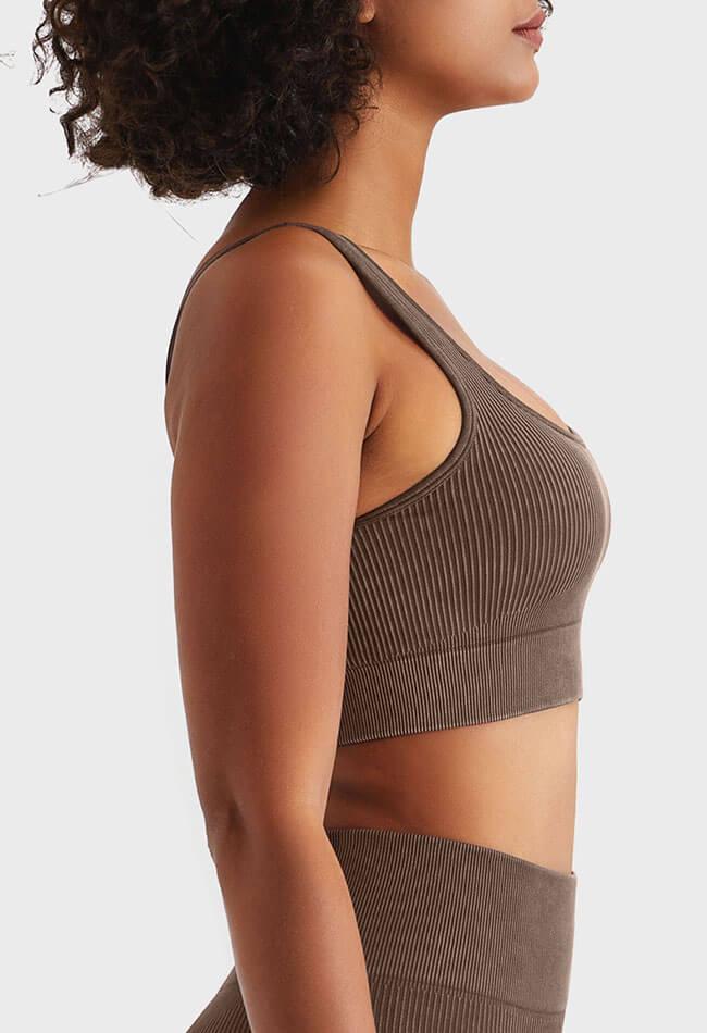 Ribbed High Elastic Seamless Sports Bra