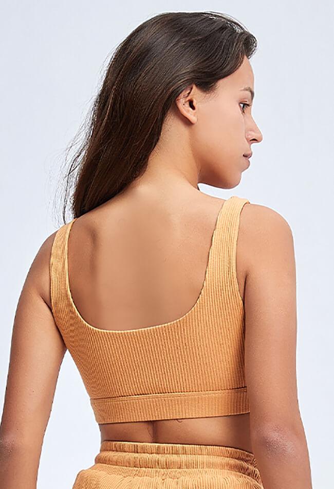 Ribbed Square Collar Sports Bra
