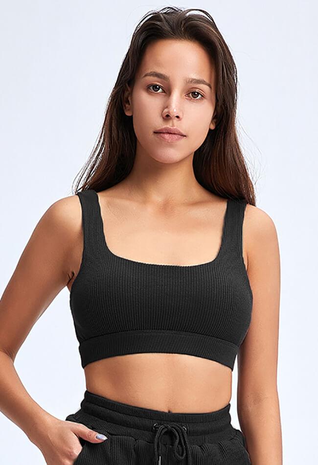 Ribbed Square Collar Sports Bra