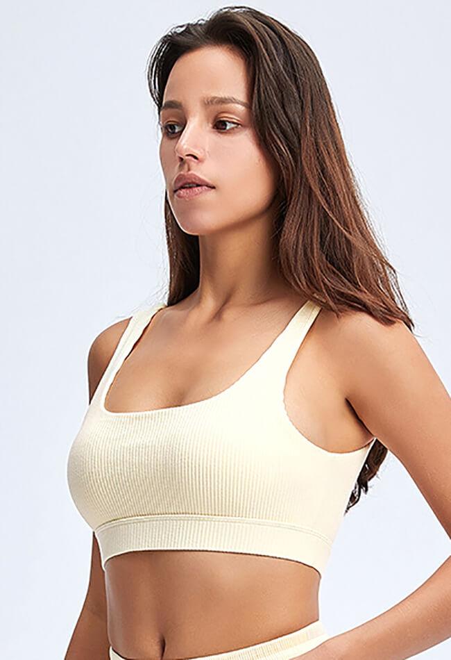 Ribbed Square Collar Sports Bra