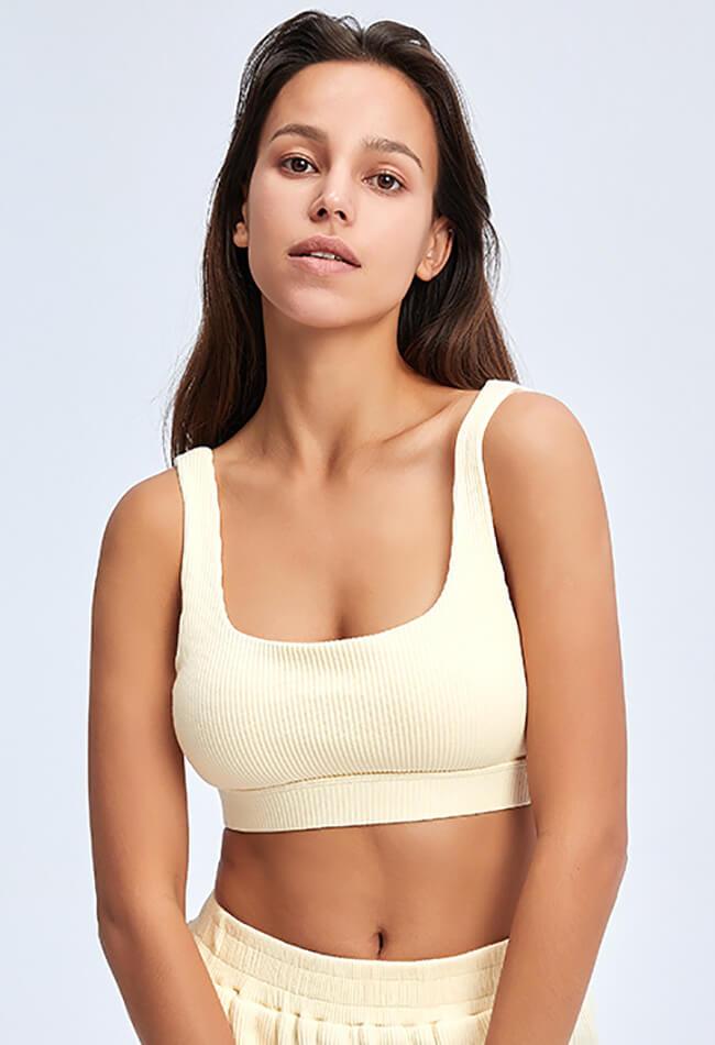 Ribbed Square Collar Sports Bra