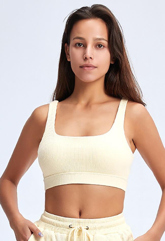Ribbed Square Collar Sports Bra