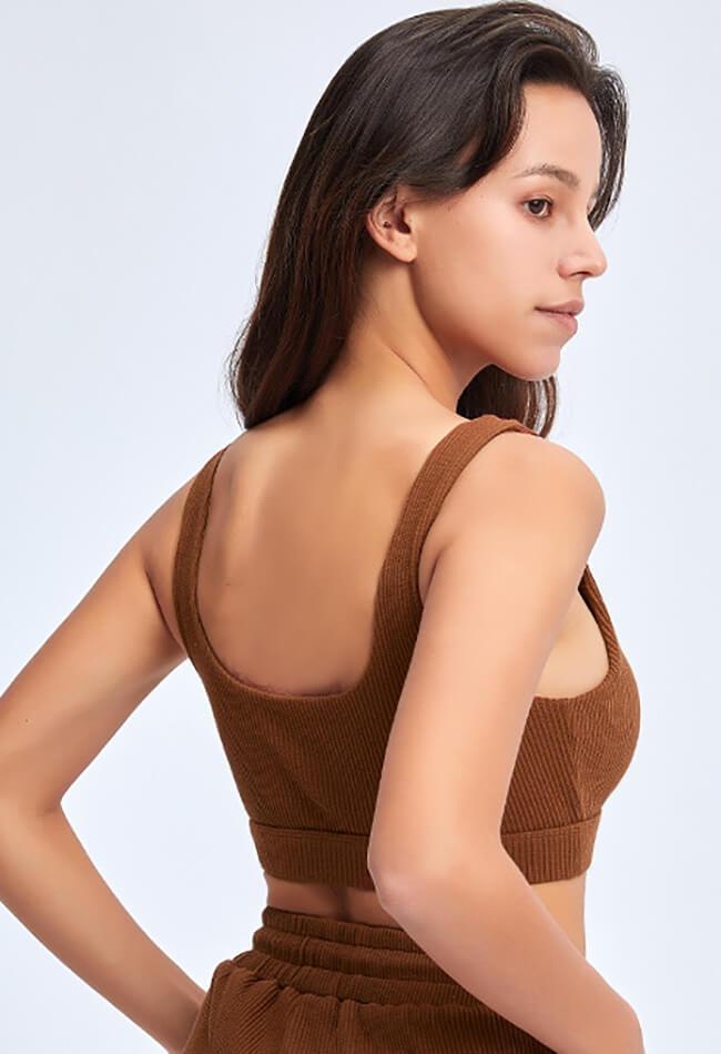 Ribbed Square Collar Sports Bra