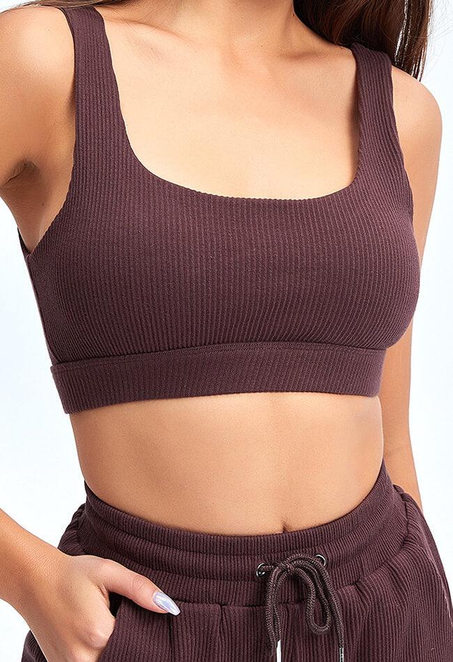 Ribbed Square Collar Sports Bra