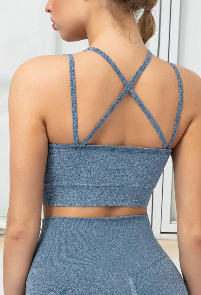 Seamless Backless Stretchy U Neck Sports Bra - Terry