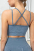 Seamless Backless Stretchy U Neck Sports Bra - Terry