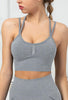Seamless Backless Stretchy U Neck Sports Bra - Terry