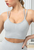 Seamless Backless Stretchy U Neck Sports Bra - Terry