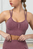 Seamless Backless Stretchy U Neck Sports Bra - Terry