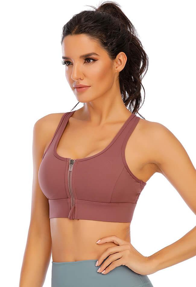 Zipper High Impact Sports Bra