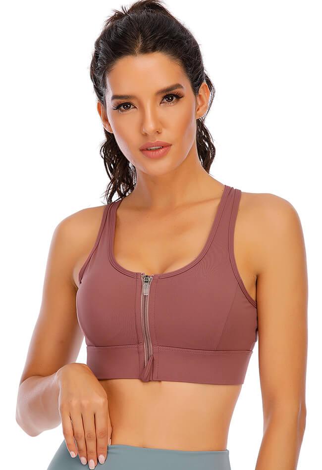 Zipper High Impact Sports Bra
