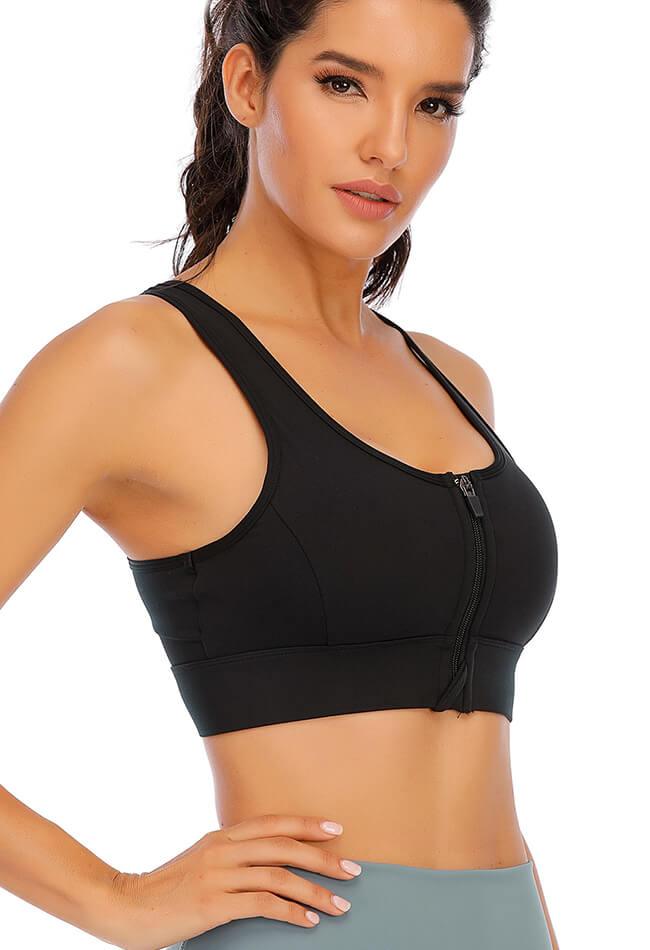 Zipper High Impact Sports Bra