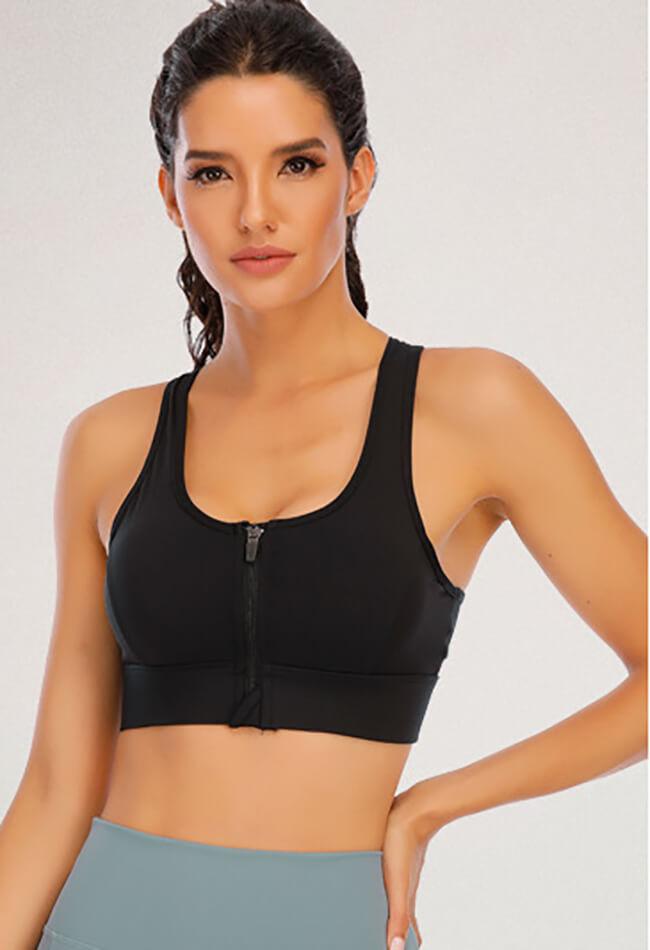 Zipper High Impact Sports Bra